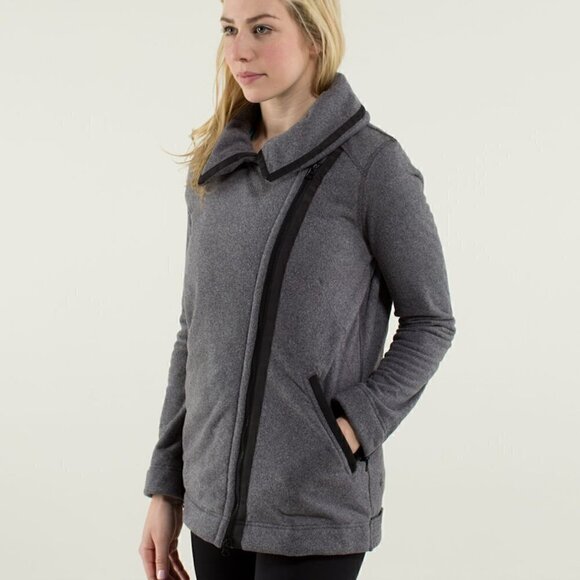 Lululemon Grey Fleece Moto Jacket Size 4 - Picture 3 of 15